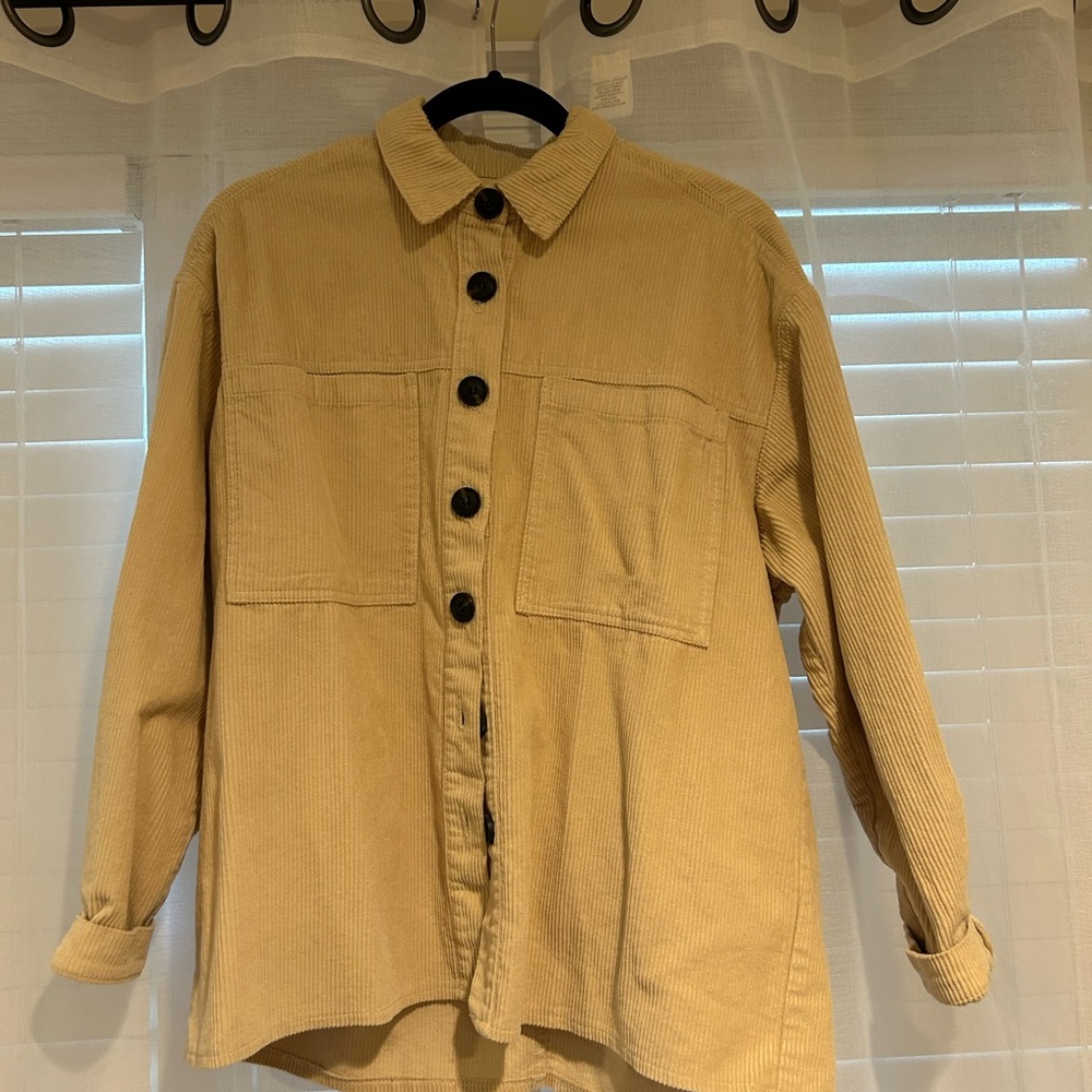 Tan Corduroy Button-Up Shirt